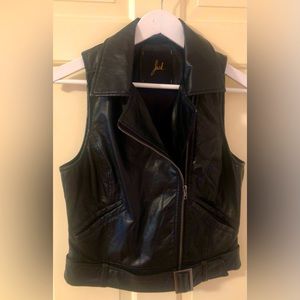 NWOT JACK by BB Dakota Black Faux Leather Moto Vest, Size XS